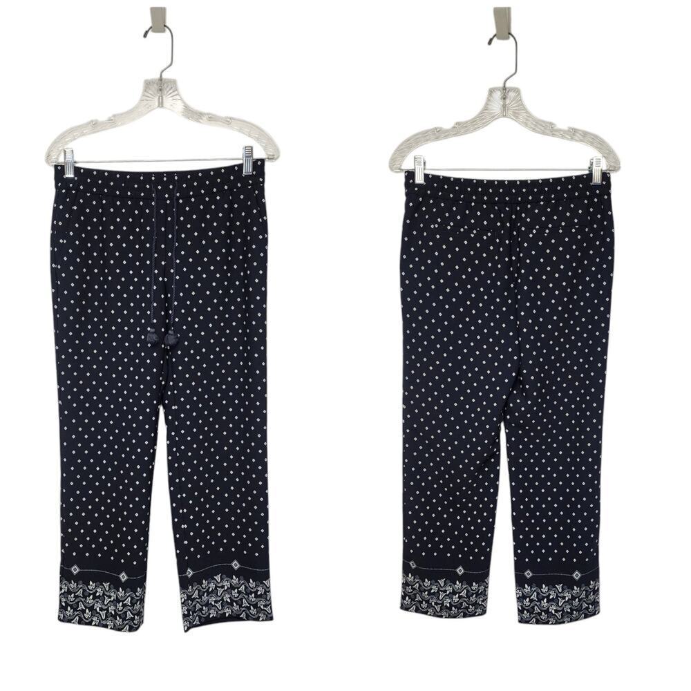 ANN TAYLOR Loft Palazzo Women's Navy Blue Pull-On Drawstring Pants Size XSP